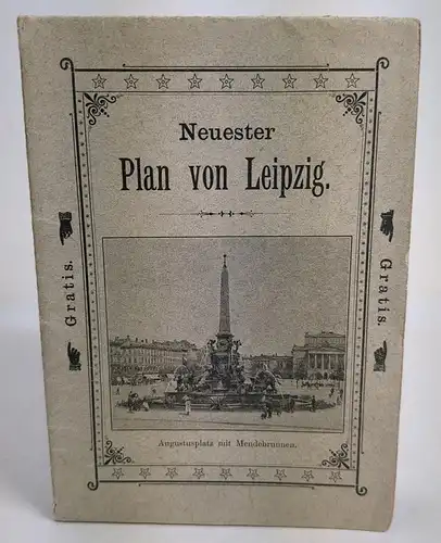 Landkarten: Plan von Leipzig mit bildlicher Darstellung aller Sehenswürdigkeiten