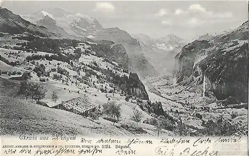 AK Gruss aus Wengen. ca. 1901, Postkarte. Serien Nr, ca. 1901, gebraucht, gut