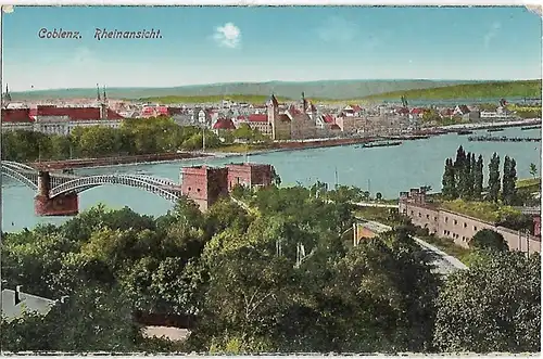 AK Coblenz. Rheinansicht. ca. 1915, Postkarte. Serien Nr, ca. 1915