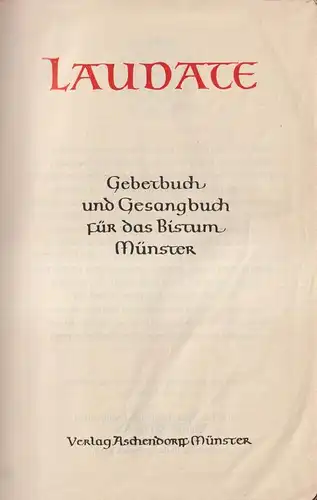 Buch: Laudate, Gebetbuch und Gesangbuch für das Bistum Münster, 1960, Aschendorf