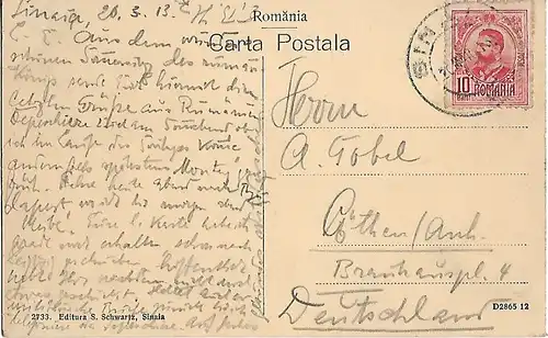 AK Sinaia. Parcul Castelului. Peles. ca. 1913, Postkarte. Serien Nr, ca. 1913