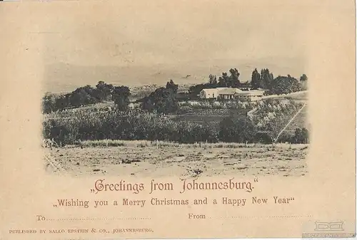 AK Greetings from Johannesburg. ca. 1915, Postkarte. Ca. 1915, gebraucht, gut