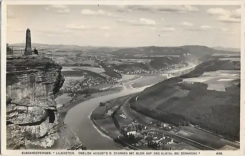 AK Elbsandsteingeb. Lilienstein. Obelisk August d. Starken mit... Postkarte