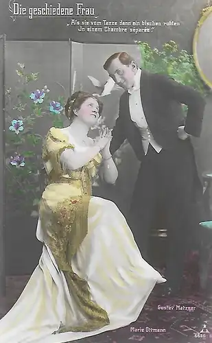 AK Die geschiedene Frau!, Marie Ottmann, Gustav Matzner. ca. 1910, Operet 309108