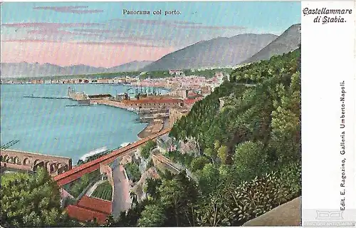 AK Castellammare di Stabia. Panorama col porto. ca. 1908, Postkarte. Ca. 1908
