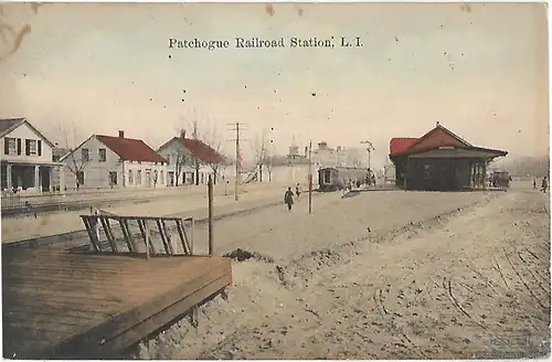 AK Patchogue Railroad Station L.I.. ca. 1906, Postkarte. Ca. 1906