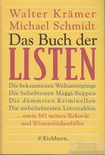 Buch: Das Buch der Listen, Krämer, Walter und Michael Schmidt. 1997