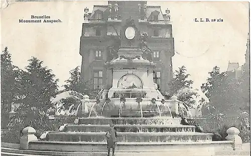 AK Bruxelles. Monument Anspach. ca. 1906, Postkarte. Ca. 1906, gebraucht, gut