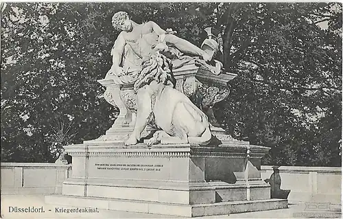 AK Düsseldorf. Kriegerdenkmal. ca. 1909, Postkarte. Ca. 1909, gebraucht, gut