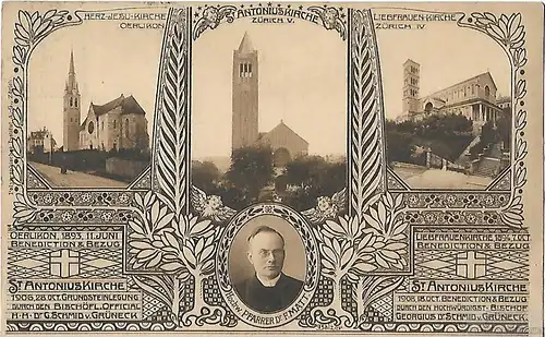 AK St. Antoniuskirche Zürich. Herz Jesu Kirche Oerlikon... Postkarte. Ca. 1908
