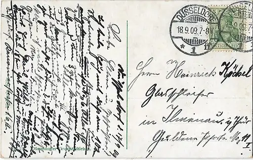 AK Düsseldorf. Wilhelmplatz mit Kaiser Wilhelmstr. ca. 1909, Postkarte. Ca. 1909