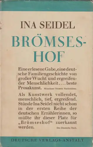 Buch: Brömseshof, Seidel, Ina. 1927, Deutsche Verlags-Anstalt, gebraucht, gut
