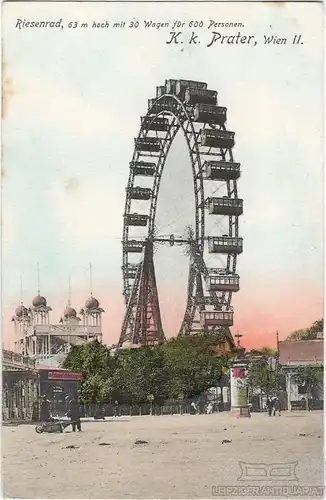 AK Riesenrad. K.K. Prater Wien II. ca. 1906, Postkarte. Serien Nr, ca. 1906