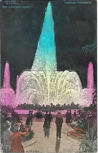 AK Wien. Der Leuchtbrunnen. ca. 1906, Postkarte. Ca. 1906, gebraucht, gut