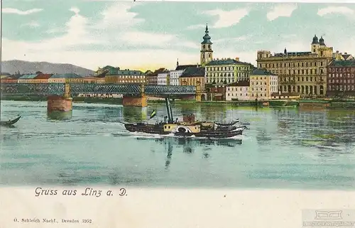 AK Gruss aus Linz a.d. Donau. ca. 1905, Postkarte. Serien Nr, ca. 1905