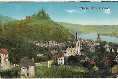 AK Braubach mit Marksburg. ca. 1930, Postkarte. Serien Nr, ca. 1930