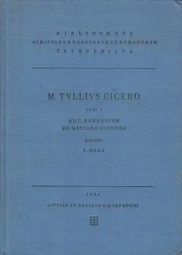 Buch: M. Tulli Ciceronis Scripta Quae Manserunt Omnia Fasc. 1, Cicero, 1964