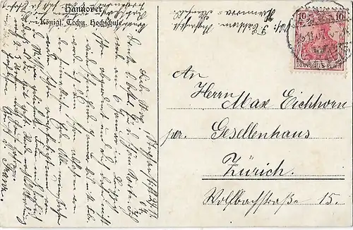 AK Hannover. Königl. Techn. Hochschule. ca. 1907, Postkarte. Ca. 1907