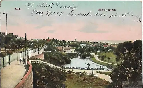 AK Metz. Mosel-Anlagen. ca. 1912, Postkarte. Ca. 1912, gebraucht, gut