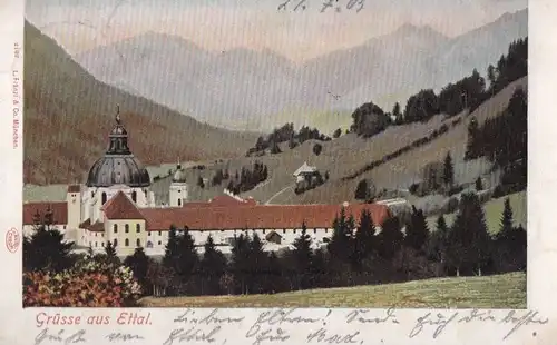 AK Grüsse aus Ettal. ca. 1905, Postkarte. Serien Nr, ca. 1905, gebraucht, gut
