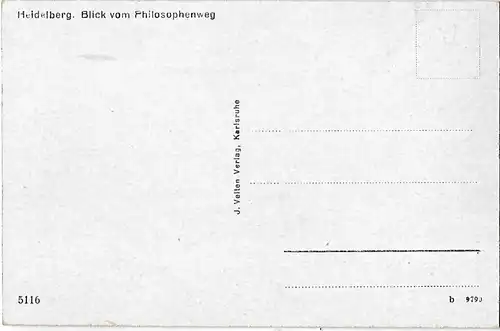 AK Heidelberg. Blick vom Philosophenweg. ca. 1920, Postkarte. Serien Nr