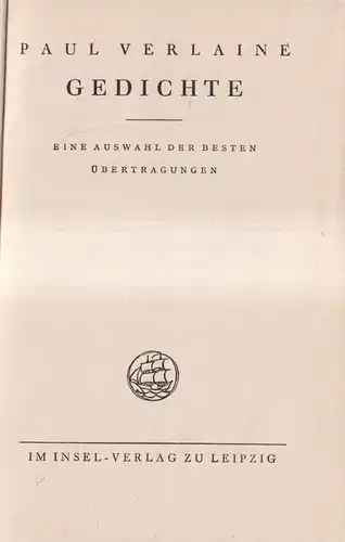 Buch: Gedichte, Paul Verlaine, Insel, Eine Auswahl der besten Übertragungen