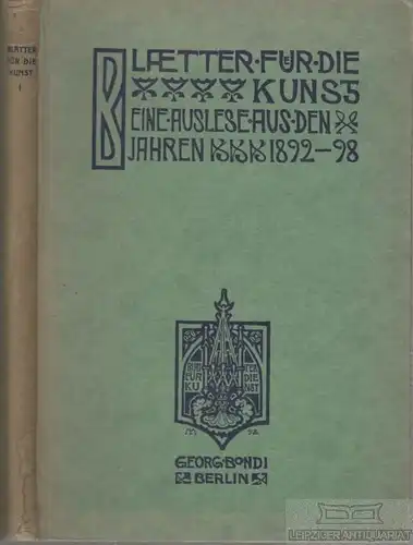 Buch: Blätter für die Kunst, Klein, Carl August. 1929, Oskar Brandstetter 285275