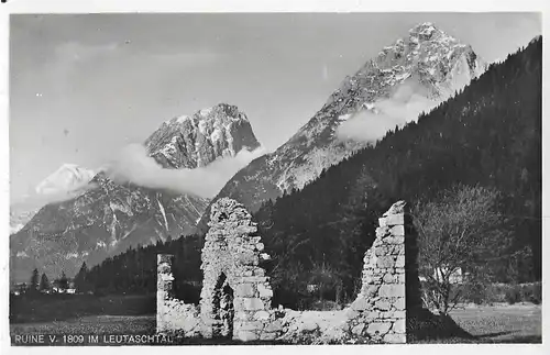 AK Ruine v. 1809 im Leutaschtau. ca. 1930, Postkarte. Ca. 1930, Verlag A. Irl