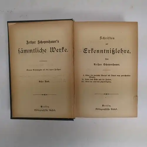 Buch: Arthur Schopenhauer's Sämmtliche Werke, 6 in 3 Bände, Bibliograph. Anstalt