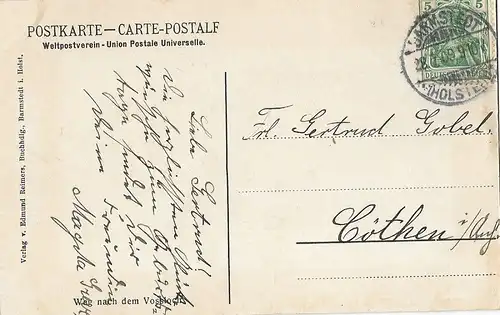 AK Barmstedt. ca. 1909, Postkarte. Ca. 1909, Verlag Edmund Reimers