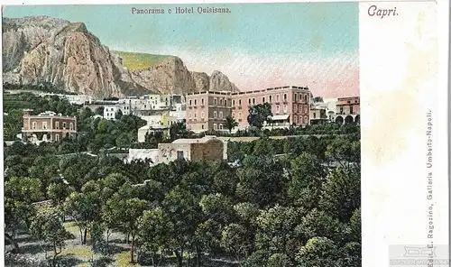 AK Capri. Panorama e Hotel Quisisana. ca. 1905, Postkarte. Ca. 1905