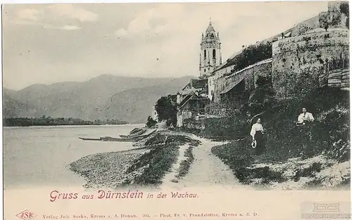AK Gruss aus Dürnstein in der Wachau. ca. 1905, Postkarte. Serien Nr, 1905