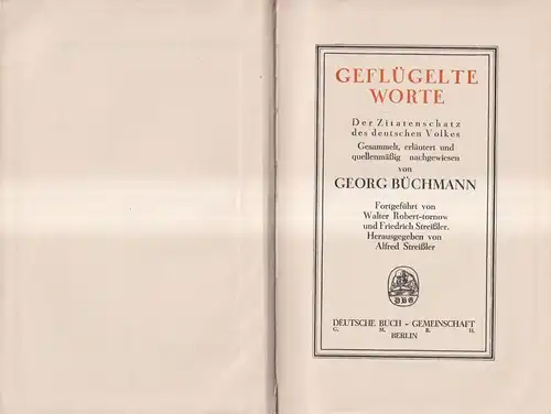 Buch: Geflügelte Worte, Büchmann, Georg, Deutsche Buch-Gemeinschaft