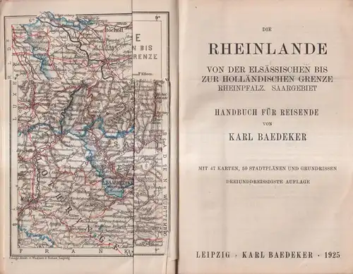 Buch: Die Rheinlande, Rheinpfalz, Saargebiet, 1925, Karl Baedeker, Reiseführer