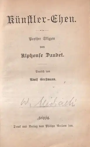 Buch: Künstler-Ehen / Briefe aus meiner Mühle, A. Daudet, Reclam, 2 in 1 Bände