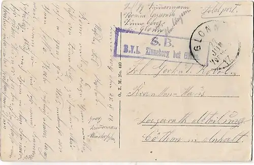 AK Gruss aus Schloss Zinneberg ca. 1917, Postkarte. Serien Nr, ca. 1917