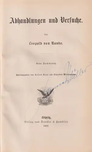 Buch: Abhandlungen und Versuche, Ranke, Leopold von, 1888, Duncker & Humblot