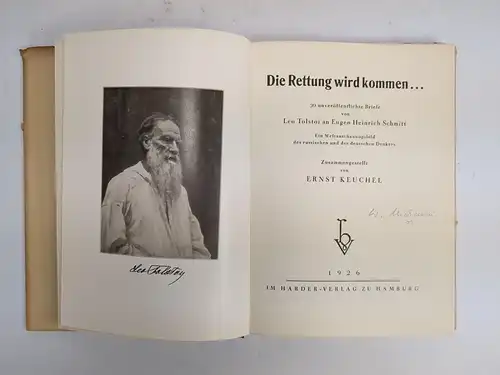 Buch: Die Rettung wird kommen, Leo Tolstoi, E. H. Schmitt, Briefe. 1926, Harder