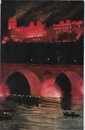 AK Heidelberg. Schloßbeleuchtung. ca. 1915, Postkarte. Serien Nr, ca. 1915