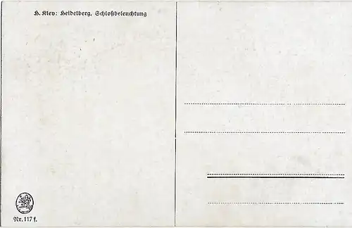 AK Heidelberg. Schloßbeleuchtung. ca. 1915, Postkarte. Serien Nr, ca. 1915