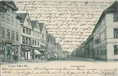 AK Uelzen. Lüneburgerstraße. ca. 1906, Postkarte. Ca. 1906, gebraucht, gut