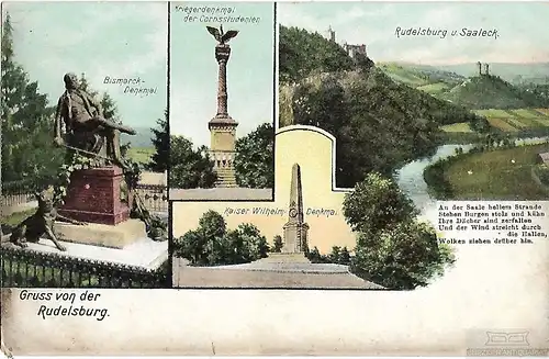 AK Grüße von der Rudelsburg. Bismarckdenkmal. Rudelsburg und... Postkarte