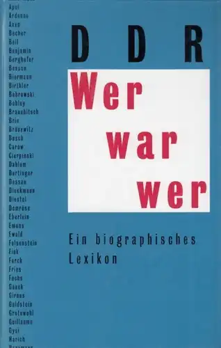 Buch: DDR. Wer war wer, Cerny, Jochen u.a. 1992, Christoph Links Verlag