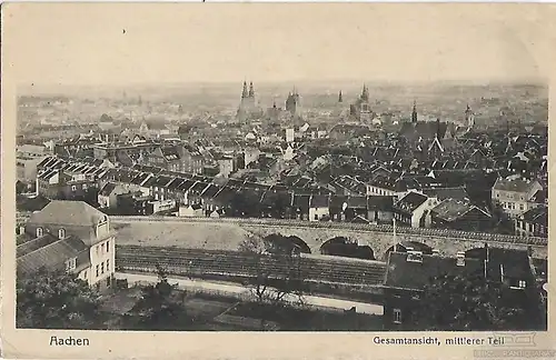 AK Aachen. Gesamtansicht. mittlerer Teil. ca. 1916, Postkarte. Ca. 1916