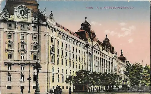 AK Wien. K.K. Kriegsministerium. ca. 1912, Postkarte. Ca. 1912, gebraucht, gut
