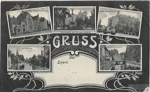 AK Gruss aus Erfurt. ca. 1906, Postkarte. Ca. 1906, gebraucht, gut