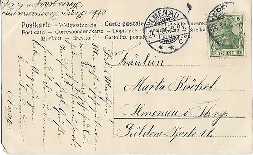 AK Gruss aus Erfurt. ca. 1906, Postkarte. Ca. 1906, gebraucht, gut