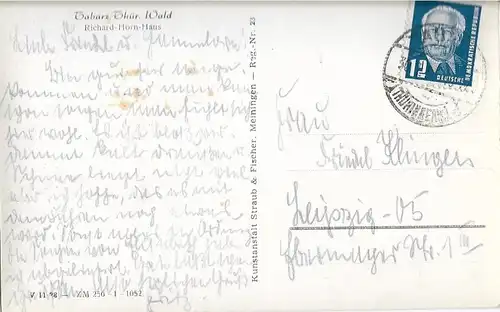 AK Tabarz. Thür. Wald. Richard Horn Haus. ca. 1949, Postkarte. Serien Nr