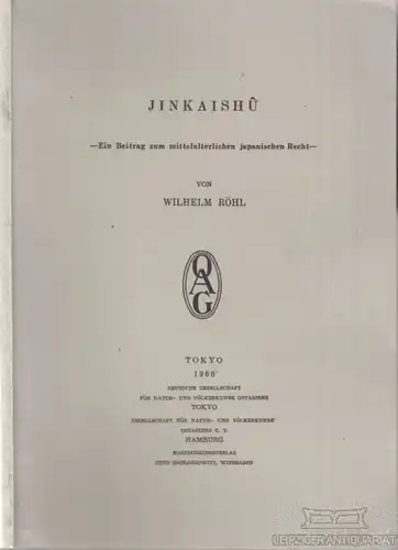 Buch: Jinkaishu, Röhl, Wilhelm. Mitteilungen, 1960, gebraucht, gut