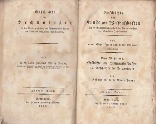 Buch: Geschichte der Künste und Wissenschaften. Zweyter Band, Poppe. 1810